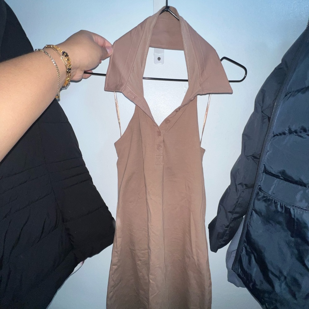 Brown/ Tan Halter Neck Dress